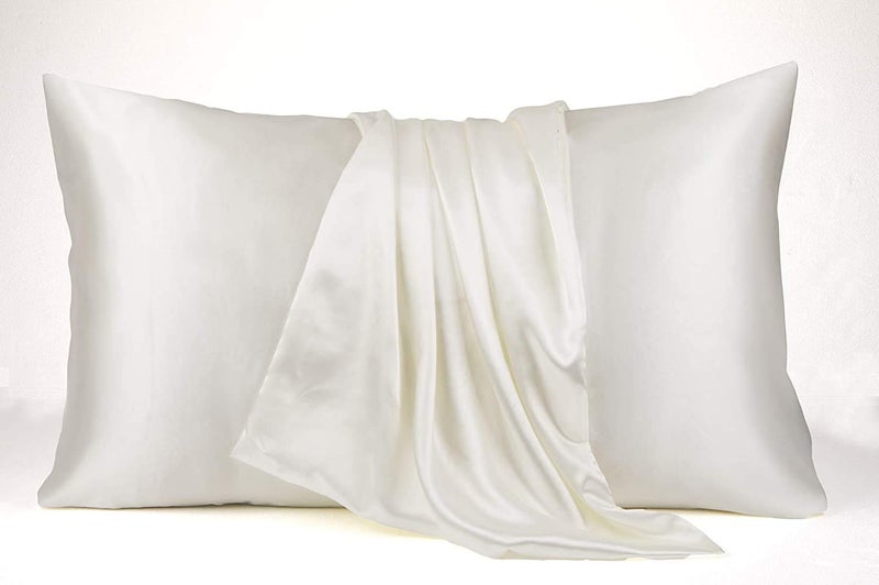 Luxbedding Satin Bed Sheets King Size Sheets, White Silk Sheets, 4 - Pieces Soft Bedding Set with 1 Deep Pocket Fitted Sheet,1 Flat Sheet,2 Pillowcase - Image 5